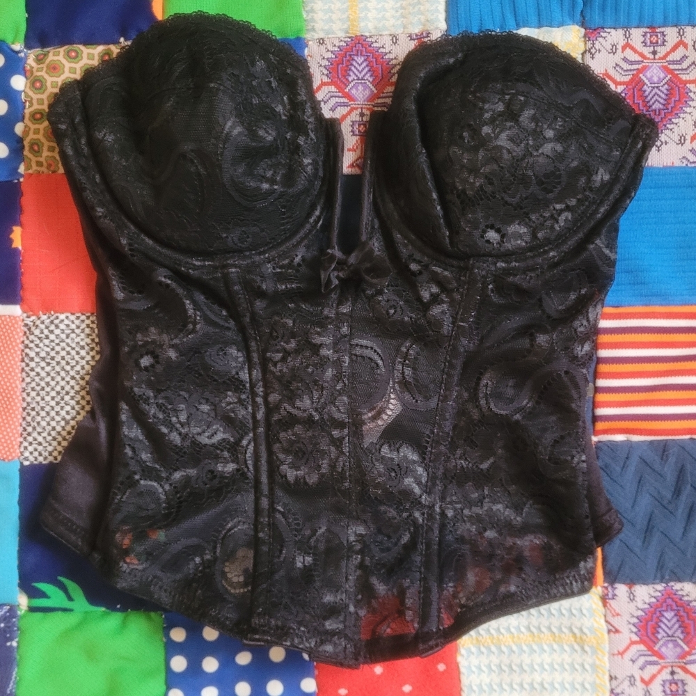 1980s Black Lace Corset